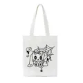 Detailansicht der Y2K Gothic Kawaii Hund Druck Canvas Tragetasche für modebewusste Alltagslooks. - Cartoon Spinnennetz Hund Stil (5)