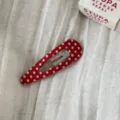Red polka dot snap hair clip detail, cute fabric BB clip for daily hair styling and side bangs. - Red Polka Dot - Hollow Teardrop BB Clip