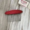 Red polka dot fabric hair comb cute side hair clip vintage hair accessories for daily wear - Red Polka Dot - Hair Comb
