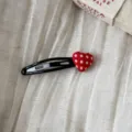 Red polka dot heart hair clip, cute snap hairpin for women and girls, stylish side hair styling. - Red Polka Dot - Heart BB Clip