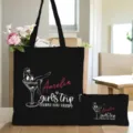 Schwarze Canvas Tragetasche und passendes Kosmetiktasche Set mit individuellem Martini Druck. - Schwarzer Stil 6