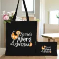 Schwarze Canvas Tragetasche und Etui Set mit individuellem Cocktaildruck für Alltag. - Schwarzes Modell 9