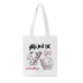 Y2K gotische süße kaninchen druck weiße leinen tasche, lässige harajuku schultertasche. - Hasen-Druck-Stil / L