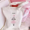 Canvas tote bag with cute ballet dancer print, casual shoulder bag for daily use. - Ballet Girl Print (Style 13) / 35*40cm