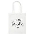 White canvas tote bag with Team Bride print, stylish shoulder bag for bachelorette party. - TEAM bride (Heart Design) / 35*40cm