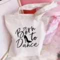 White canvas tote bag with Born to Dance print, casual shoulder bag for daily use. - Ballet Girl Print (Style 8) / 35*40cm
