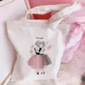 Harajuku Canvas Tote Bag Cute Ballet Dance Girl Print Shoulder Handbag Shopping Bag - Ballet Girl Print (Style 6) / 35*40cm