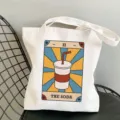 Tarot card print canvas tote bag, aesthetic retro soda graphic shoulder shopping bag. - The Soda Style / 35x40cm