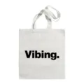 Witte canvas shopper tas met zwarte letterprint, casual schoudertas voor dagelijks gebruik ideaal. - Stijl 9 / 35*40
