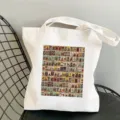 White canvas tote bag featuring a vintage tarot card collage graphic print design for daily use. - Classic Matrix Style / 35x40cm