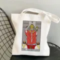 Canvas tote bag featuring Tarot The Hierophant print, stylish shoulder bag for daily use. - The Hierophant Style / 35x40cm