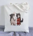 Detailansicht der weissen Segeltuch-Tragetasche mit niedlichem Anime-Druck für den Alltag. - 35*40cm / Weiß Stil 23