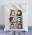 Detailansicht der weißen Segeltuch-Tragetasche mit niedlichem Anime-Cartoon-Figurendesign. - 35*40cm / Weiß Stil 15