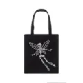 Nahaufnahme der schwarzen Canvas-Tasche mit Pixel-Totenkopf-Druck und robustem Stoff. - Schwarz Skelett Elf / L