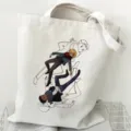 Weißer Segeltuchtasche mit Anime-Charakterdruck, lässige Umhängetasche für den täglichen Einkauf. - Stil 22 / 35*40cm