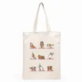 Cute French Bulldog yoga print canvas tote bag, casual reusable shopping shoulder bag for daily. - Frenchie Yoga Cartoon Style (17) / 35*40cm