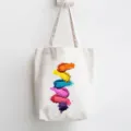Canvas tote bag with colorful makeup powder print, casual shoulder shopping bag for daily use. - Art Painted Eyeshadow Smudge Style / 35x40cm