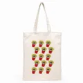 Cute French bulldog canvas tote bag with fun french fries print pattern for daily shopping use. - Frenchie and Fries Cute Style (10) / 35*40cm