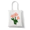 Canvas tote bag met roze abstracte bloemenprint, casual schoudertas voor dagelijks gebruik. - Stijl 6