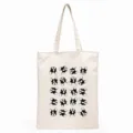 Canvas tote bag with cute French bulldog print, durable fabric shoulder bag for daily use. - Multi-Angle Black White Illustration Frenchie Style (7) / 35*40cm