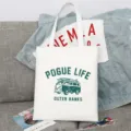 Canvas Tragetasche mit Pogue Life Outer Banks Druck, lässige Schultertasche für den Alltag. - Stil 2 / 35x40cm