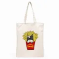 Cute French bulldog canvas tote bag, casual shoulder shopping bag with funny fries print. - Frenchie and Fries Cartoon Style (6) / 35*40cm