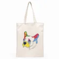 Close-up of the colorful graffiti French bulldog print on the canvas tote bag detail. - Colorful Graffiti Drip Frenchie Style (4) / 35*40cm