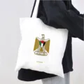 White canvas tote bag with Palestine eagle print, casual shoulder bag for daily shopping. - Style 2 / 35*40cm
