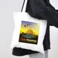 White canvas tote bag with Palestine theme print, casual shoulder bag for daily shopping. - Style 1 / 35*40cm