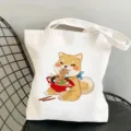 Süße Shiba Inu Canvas Tragetasche, lässige Schulterhandtasche für Studenten und Alltagseinkäufe. - Ramenschüssel Shiba Inu Stil (17) / 35*40cm