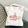 Süße Shiba Inu Print Stofftasche, lässige Schüler Einkauf Schultertasche Detailansicht. - Sakura Soda Shiba Inu Stil (13) / 35*40cm