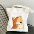 Süße Shiba Inu Canvas Tragetasche, Freizeit Umhängetasche für Damen und Einkäufe. - Kirschblüte Shiba Inu Stil (10) / 35*40cm