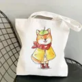 Leinwand Tragetasche mit niedlichem Aquarell Shiba Inu Hundebild, lässige Umhängetasche. - Aquarell Shiba Inu Stil (7) / 35*40cm