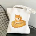 Detailansicht der süßen Shiba Inu Leinen Tragetasche, lässige Schulter Einkaufstasche mit Motiv. - Shiba Inu Taiyaki Stil (1) / 35*40cm