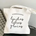 Spanischer Spruch bedruckte Segeltuchtasche, lässige Schulterhandtasche für den täglichen Einkauf. - L / Stil 23