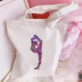 Watercolor ballet dancer print canvas tote bag, detail view showing clean stitching and fabric. - Ballet Girl Print (Style 3) / 35*40cm
