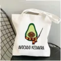 Niedliche Avocado Grafik Druck Leinwand Tragetasche lässige Schulter Einkauftasche für Alltag - Stil 3 (Avocado Kedravra) / 35x40cm