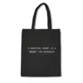 Black canvas tote bag with inspirational quote print, casual reusable shoulder shopping bag. - Magnet Miracles Maxim Style 8 / Normal Packaging / Black