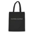 Black canvas tote bag with stylish white quote print, casual shoulder bag for daily use. - Simple English Sentence Style 6 / Normal Packaging / Black