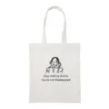 Casual white canvas tote bag with funny Shakespeare line art print, perfect for daily use. - Artistic Portrait Style 4 / Normal Packaging / White