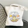 Cute anime print white canvas tote bag casual daily shoulder shopping handbag for women - Style 11 / 35*40cm