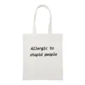 Casual white canvas tote bag with black letter print, stylish shoulder bag for daily use. - Humorous Slogan Style 2 / Normal Packaging / Off White