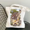 Canvas tote bag with anime catbus graphic print, casual shoulder bag for daily use. - Style 5 / 35*40cm
