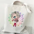 Leinwand Tragetasche mit Anime-Print und Victor-Grafik, lässige Umhängetasche Detailansicht. - Stil 7 / 35*40cm