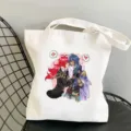 Weißer Segeltuch-Tragetasche mit niedlichem Anime-Figuren-Druck, lässige Umhängetasche. - Stil 6