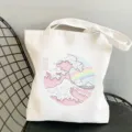 Sac cabas en toile style japonais Grande Vague, sac shopping bandouliere mignon style. - Style Vague Arc-en-Ciel Rose Mignon (2)