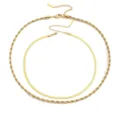 Élégant collier de chaîne en or à double couche avec motif corde et arête de poisson. - Style CDNN077 / Or