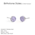 Boucles d'oreilles puces pierre de naissance violette acier inoxydable 5mm rondes argentées - Argent avec Violet