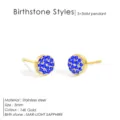 Orecchini a lobo rotondi in acciaio inossidabile placcato oro 14K con pietra blu 5mm. - Oro con Celeste