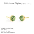 Orecchini a lobo con pietra portafortuna rotonda verde in acciaio inox oro 14K - Oro con Verde